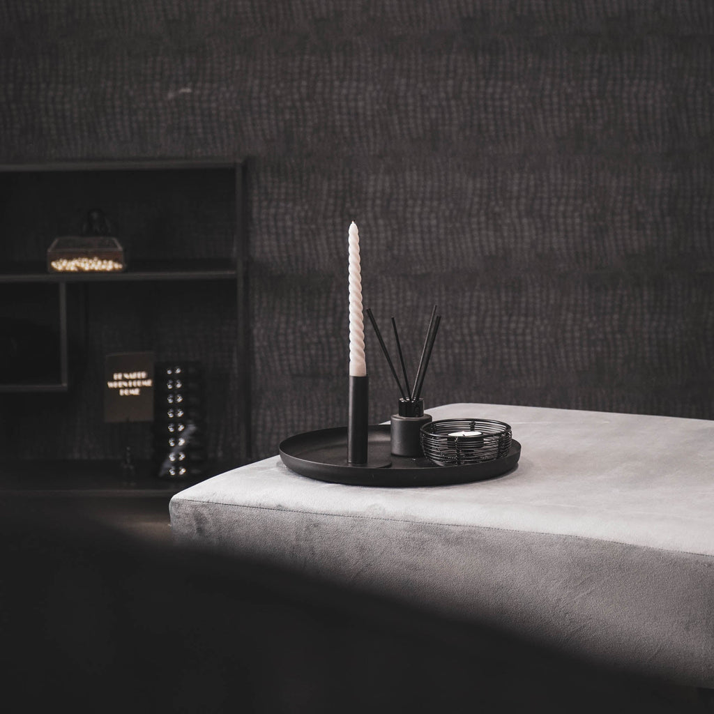 Sora Kaars – Gedraaid Grijs (Set van 4)