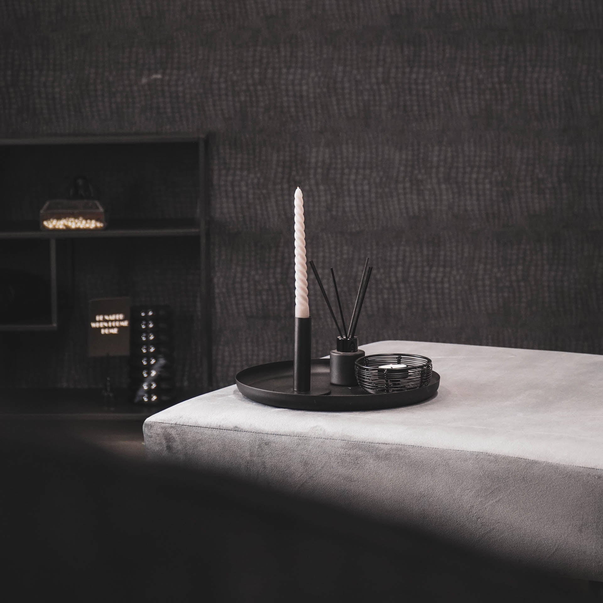 Sora Kaars – Gedraaid Grijs (Set van 4)