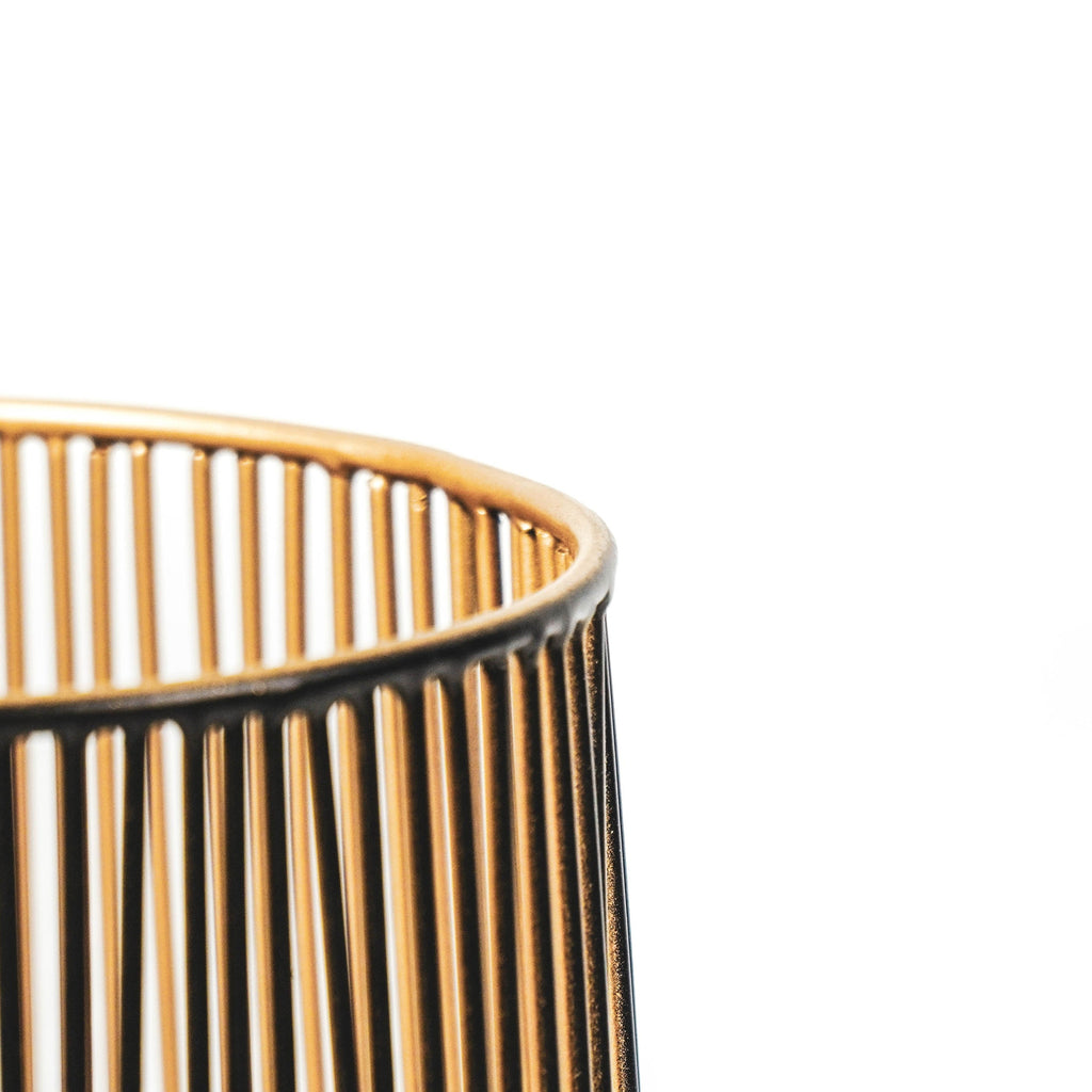 Theelichthouder - Metaal - Zwart/Goud - 12x12x13cm