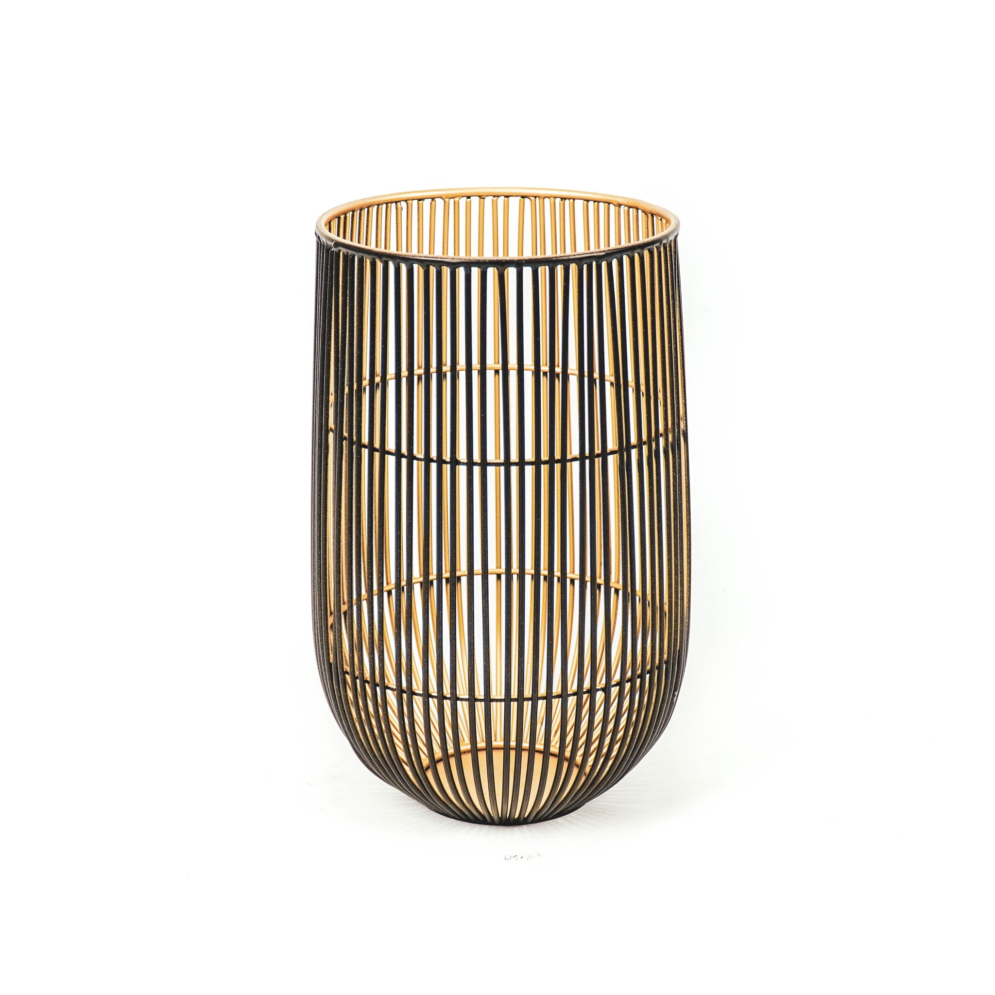 Theelichthouder - Metaal - Zwart/Goud - 15x15x25 cm