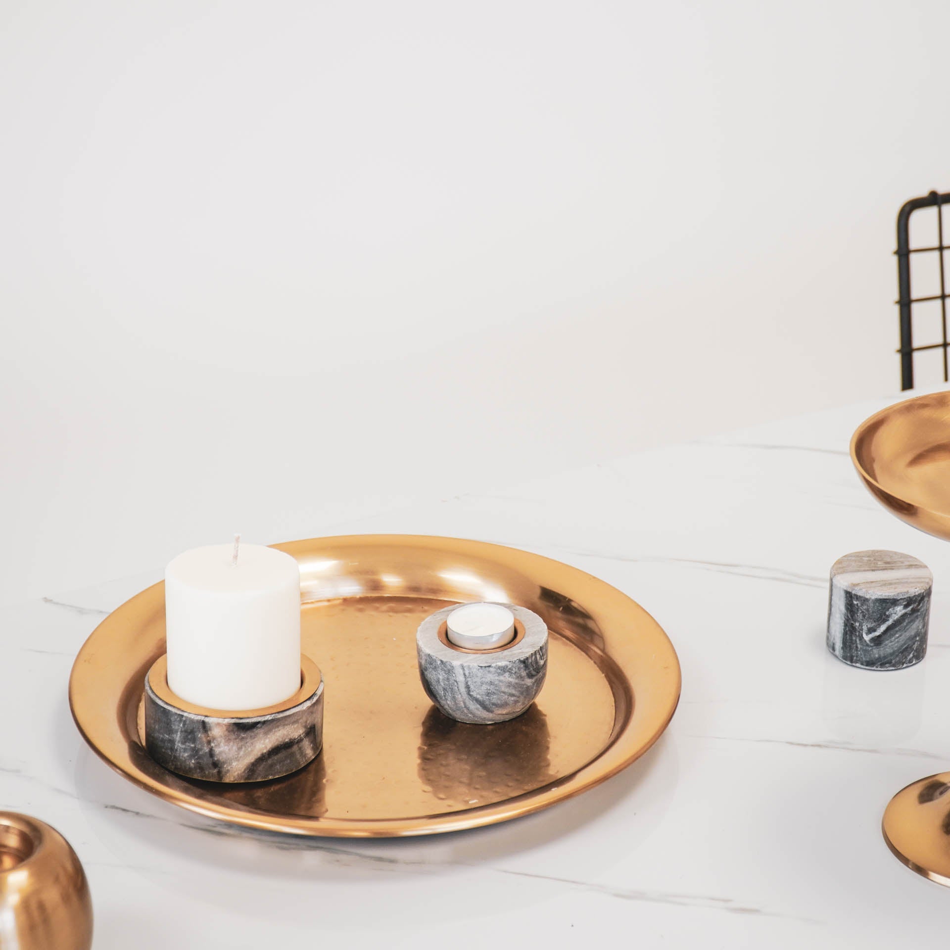 Sora Theelichthouder – Marble Wit