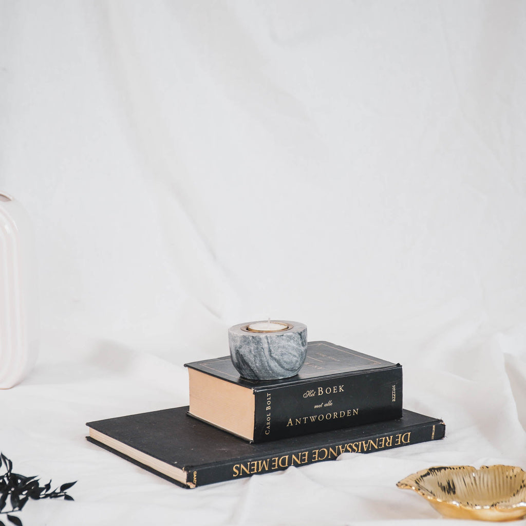 Sora Theelichthouder – Marble Wit