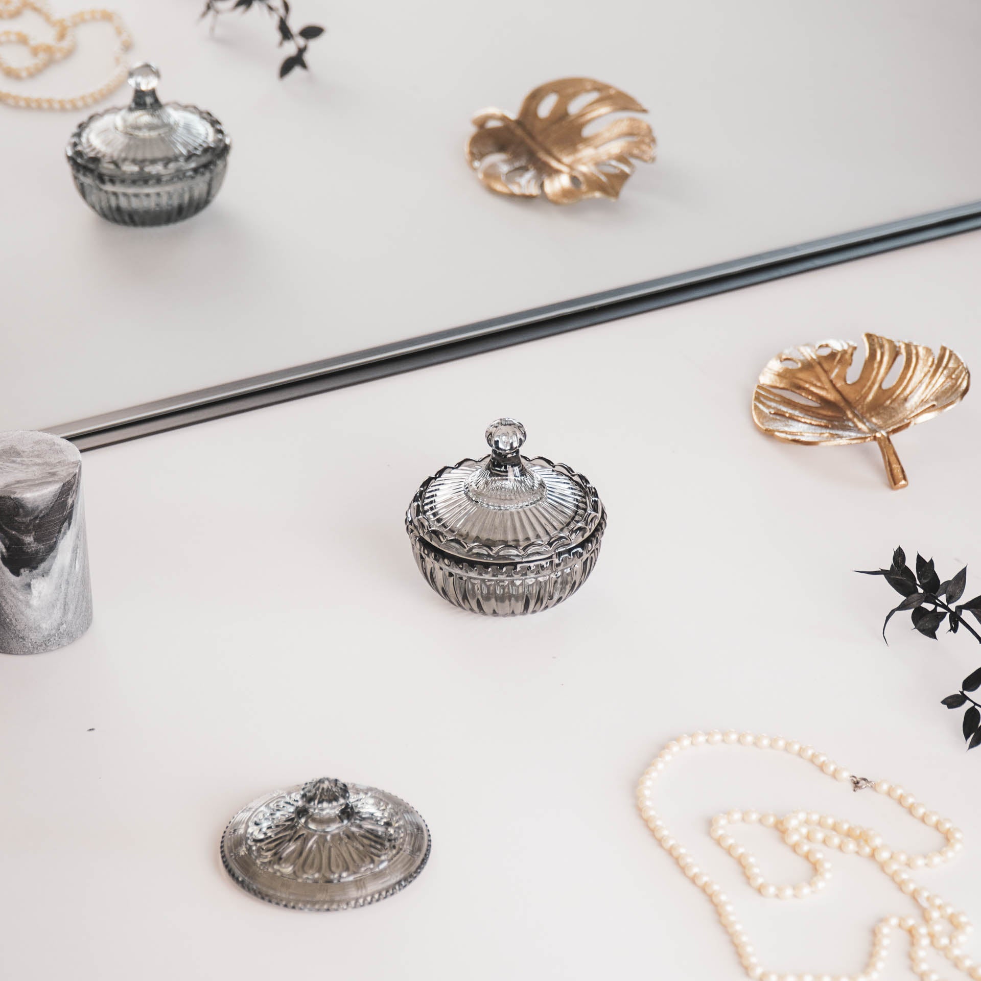 Lina Glazen Pot – Smokey (9,5 cm)