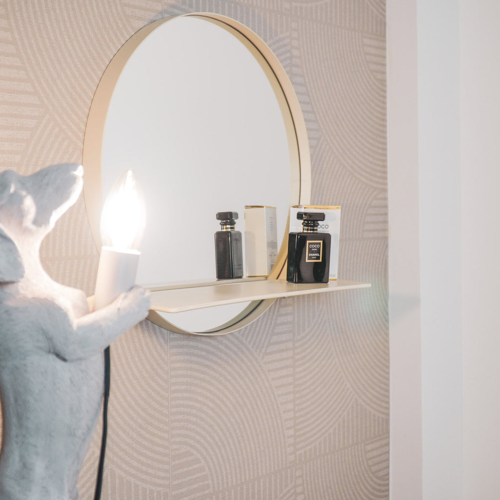 Lina Spiegel met Plank – Rond - Zand (40 cm)