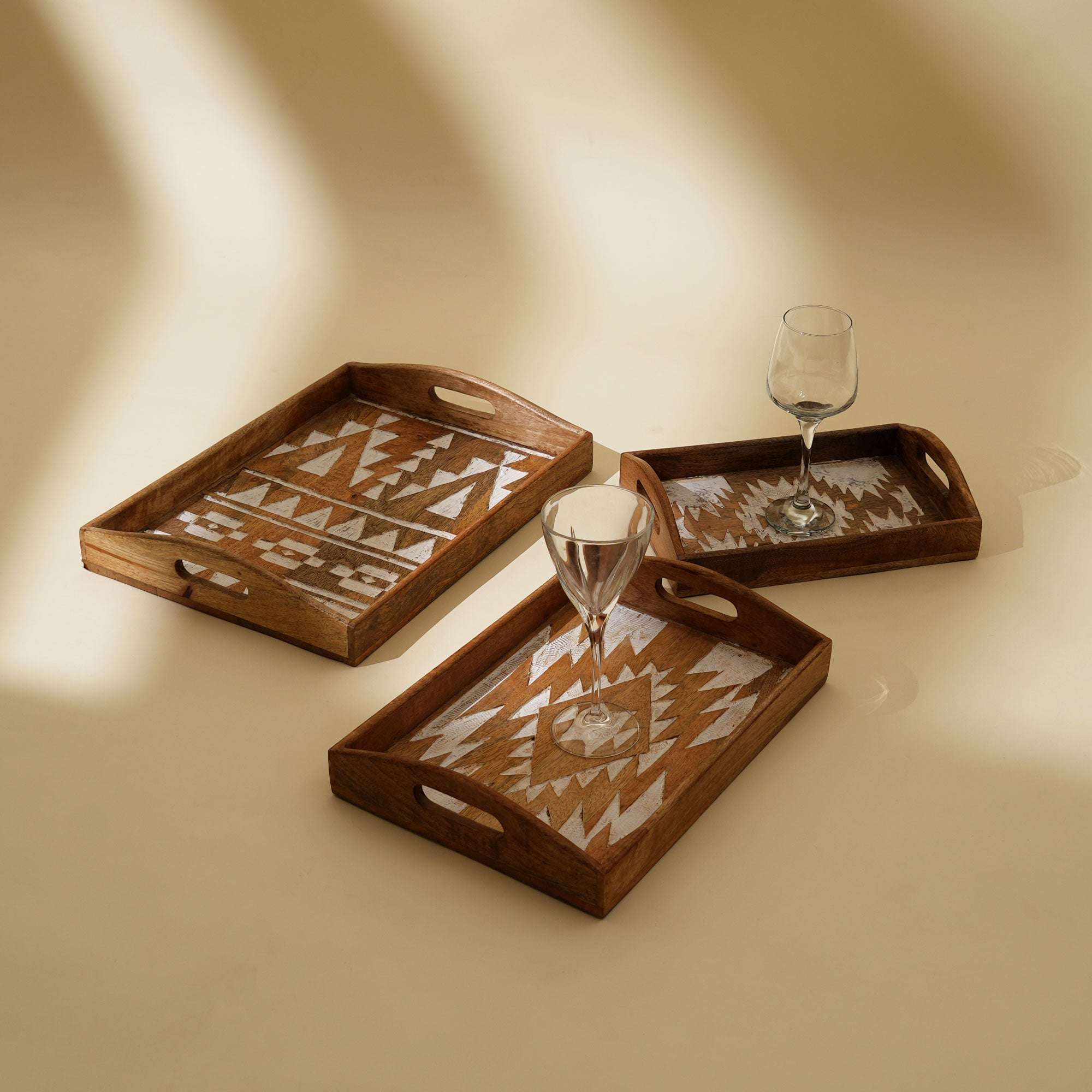 Kuro Tray Set – Naturel Hout (3 stuks)