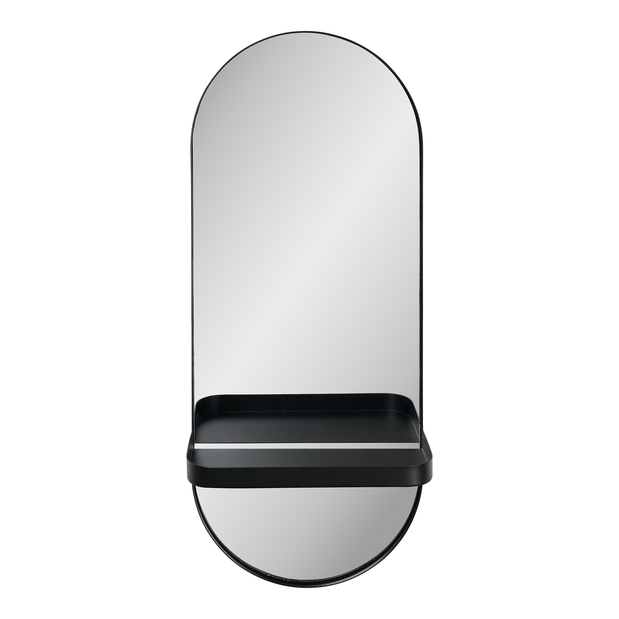 Kuro Spiegel met Plank – Ovaal Zwart (60 cm)