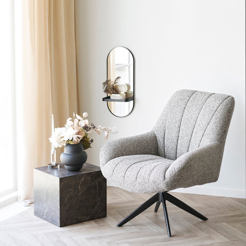 Kuro Spiegel met Plank – Ovaal Zwart (60 cm)