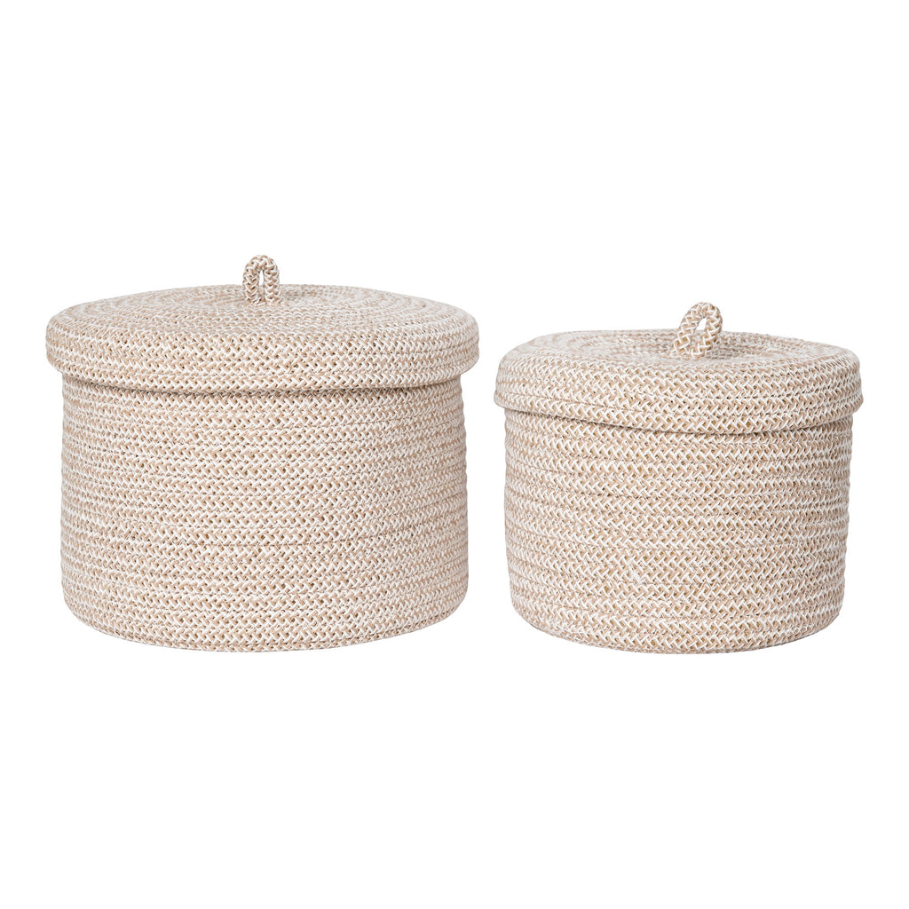 Sora Opbergmand met Deksel – Zand (2 stuks)