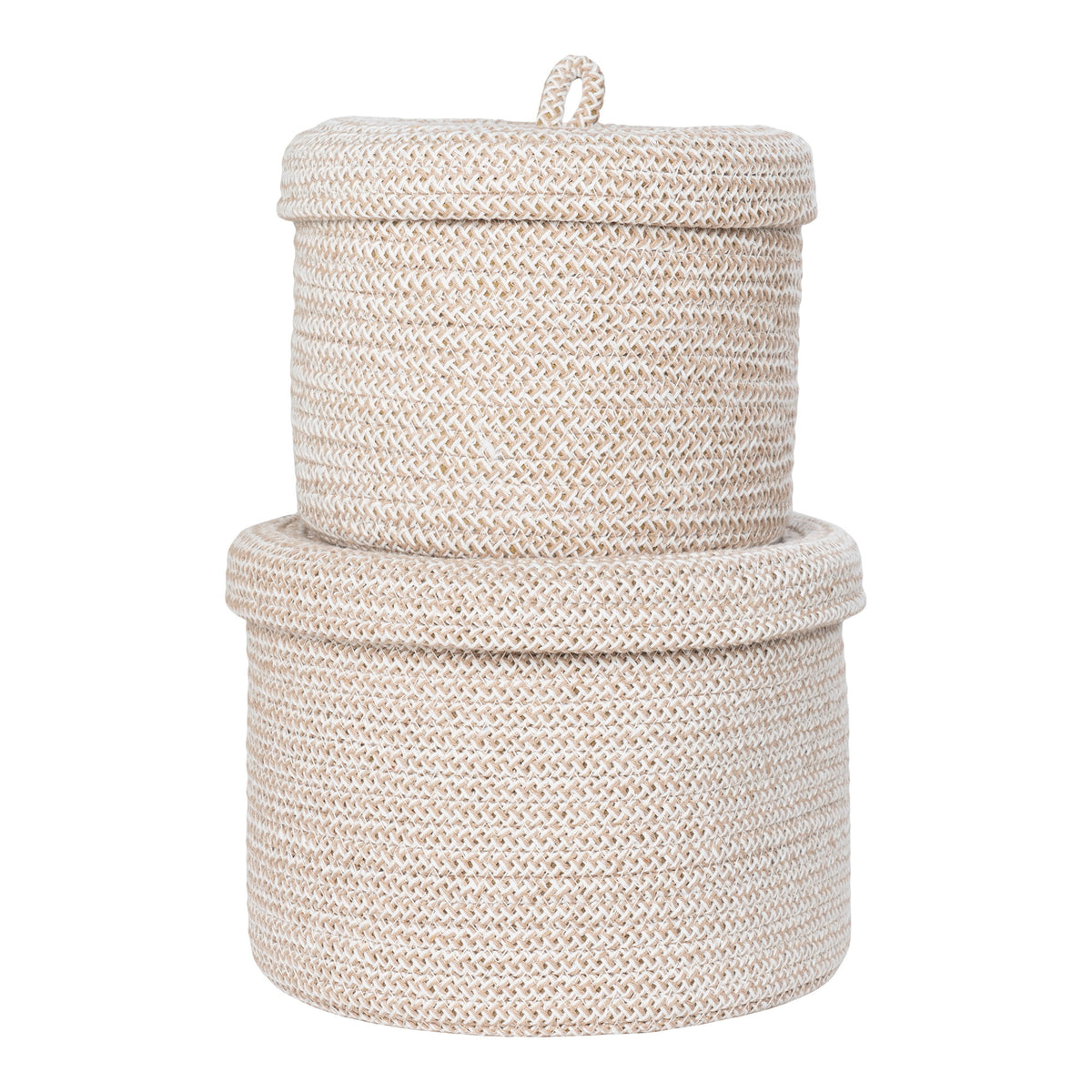 Sora Opbergmand met Deksel – Zand (2 stuks)