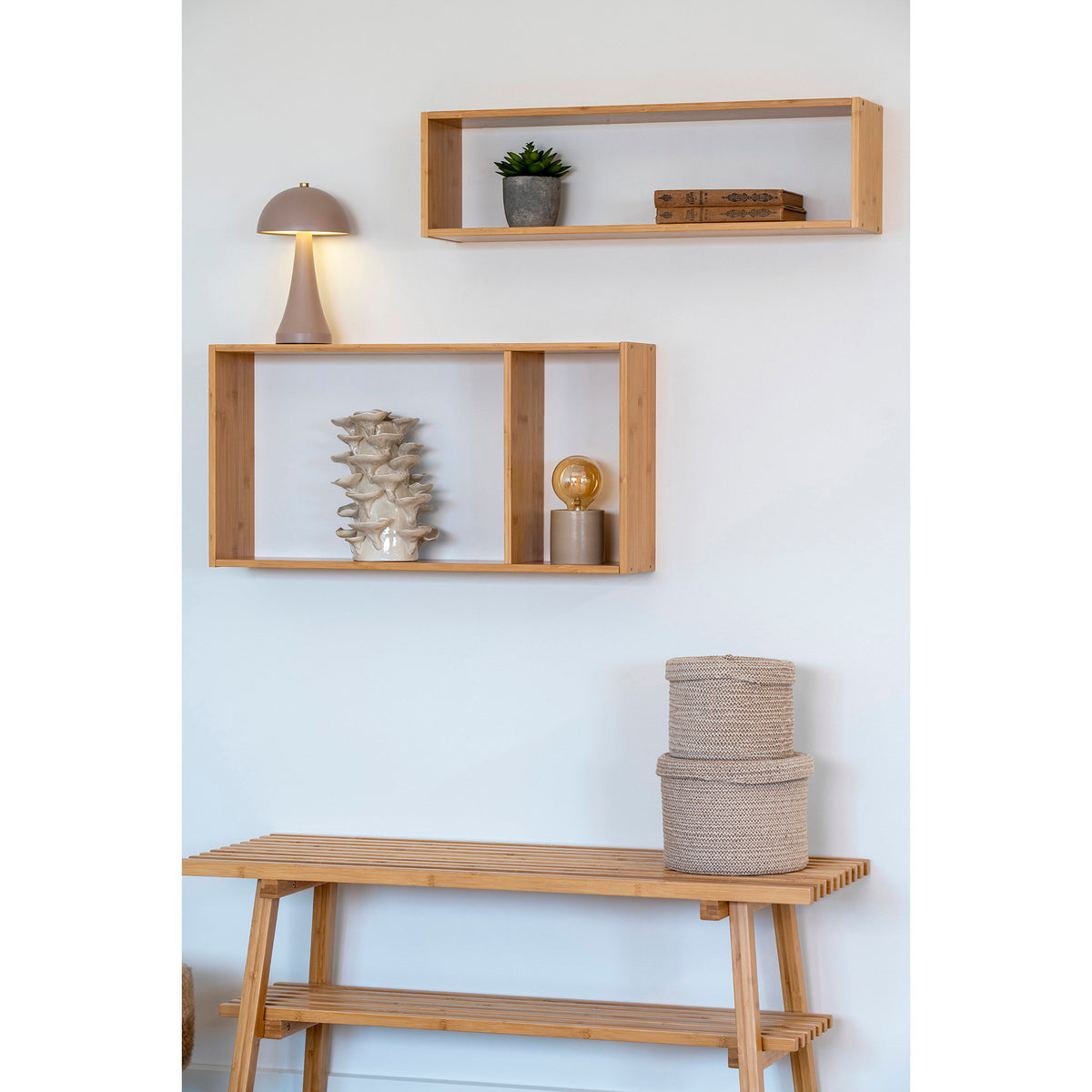 Sora Opbergmand met Deksel – Zand (2 stuks)