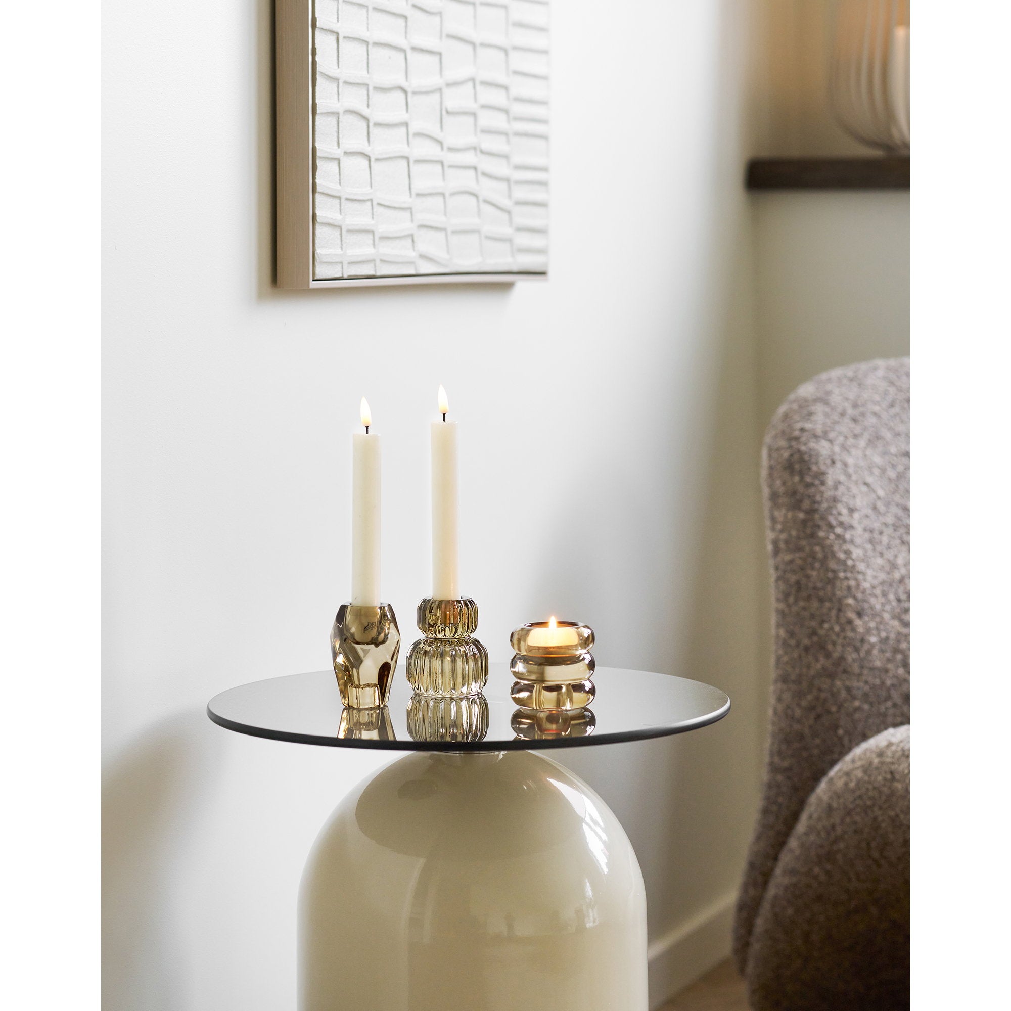 Sora Kandelaar – Amber Set Glas Rookbruin (set van 3)