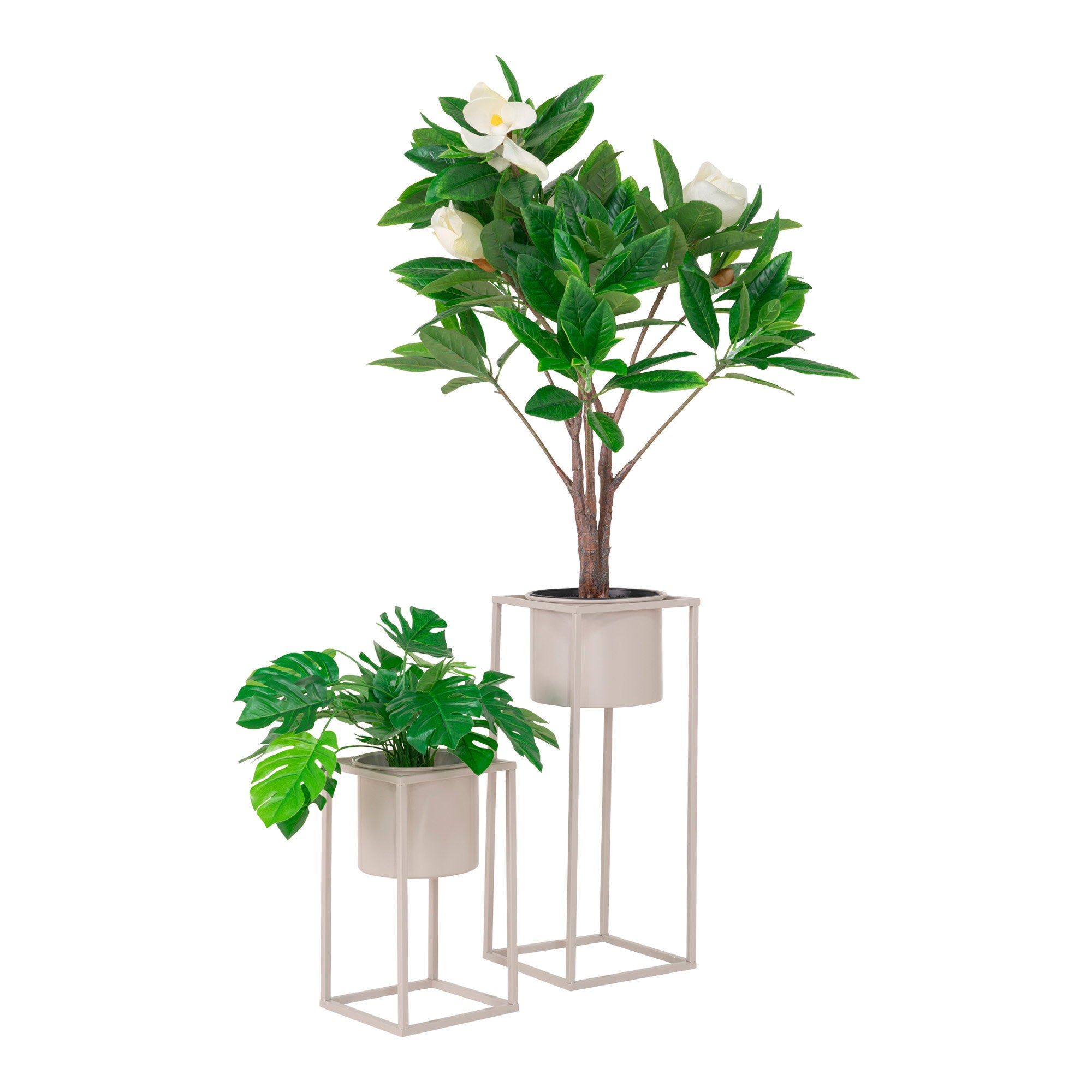 Sora Bloempotten – Beige-Grijs (Set van 2)