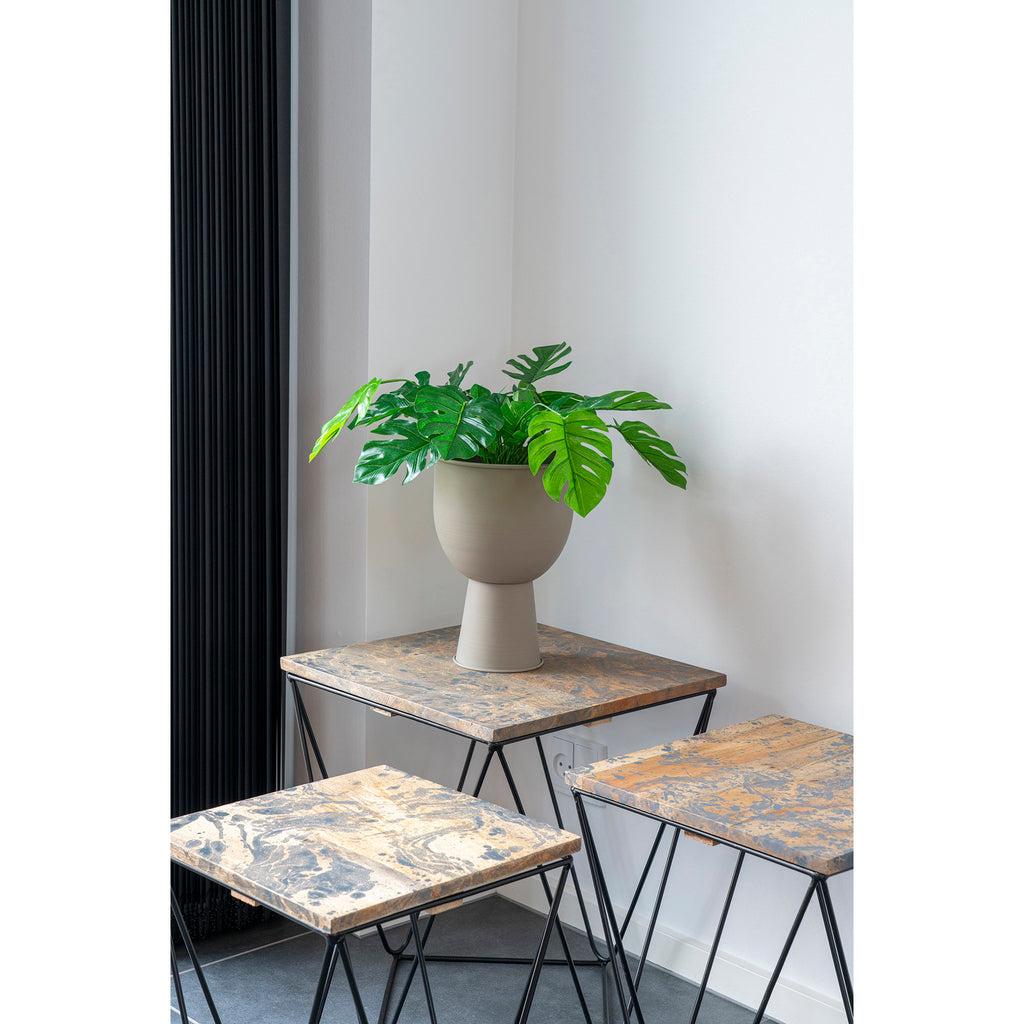 Sora Bloempot – Beige-Grijs Staal (27 cm)