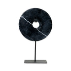 Kuro Sculptuur – Marmeren Schijf op Standaard (Zwart L)