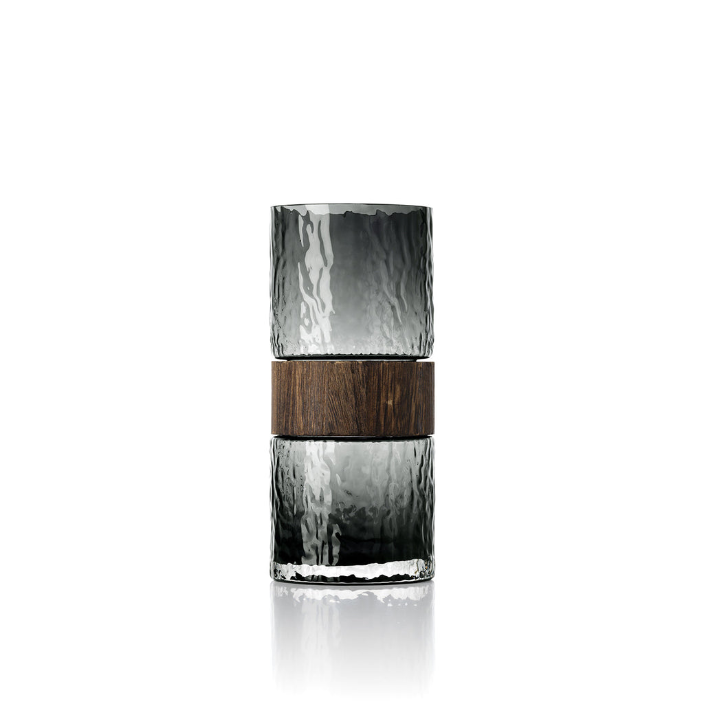 Kuro Vaas – Donkergrijs Glas & Hout (M)