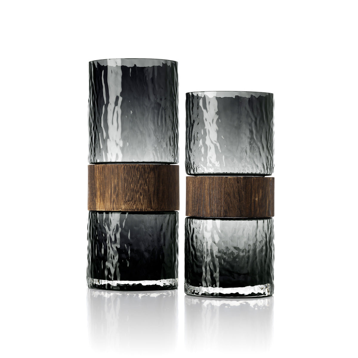 Kuro Vaas – Donkergrijs Glas & Hout (M)