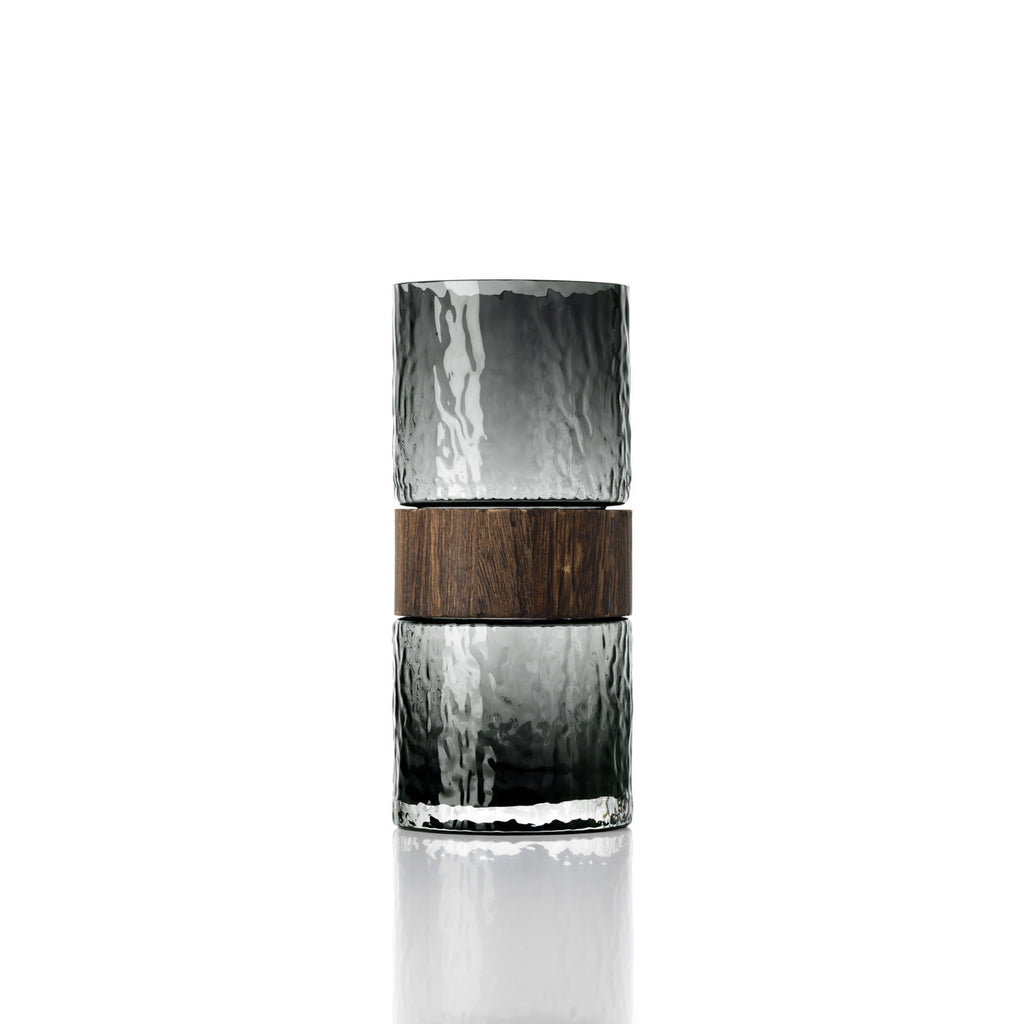 Kuro Vaas – Donkergrijs Glas & Hout (M)