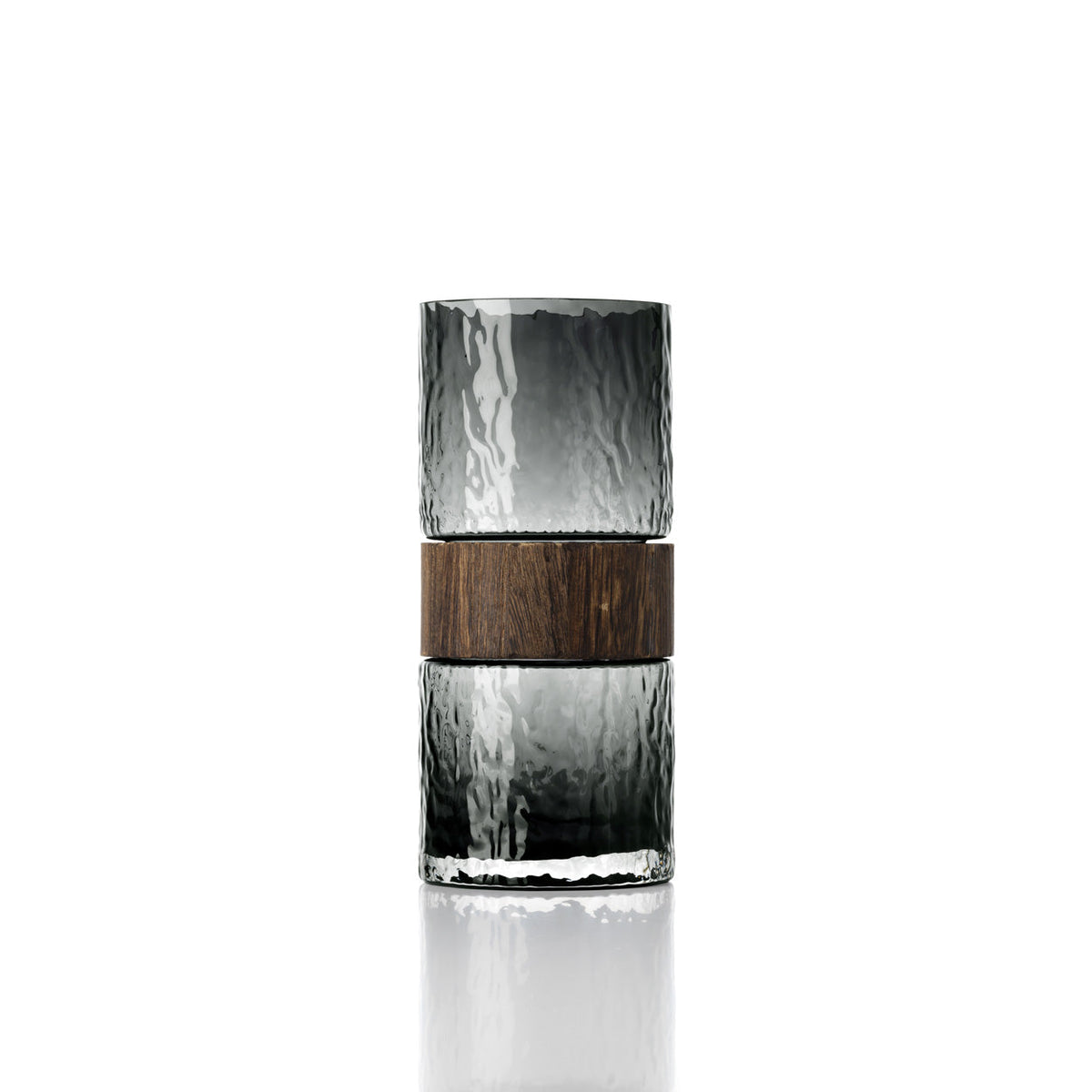 Kuro Vaas – Donkergrijs Glas & Hout (M)