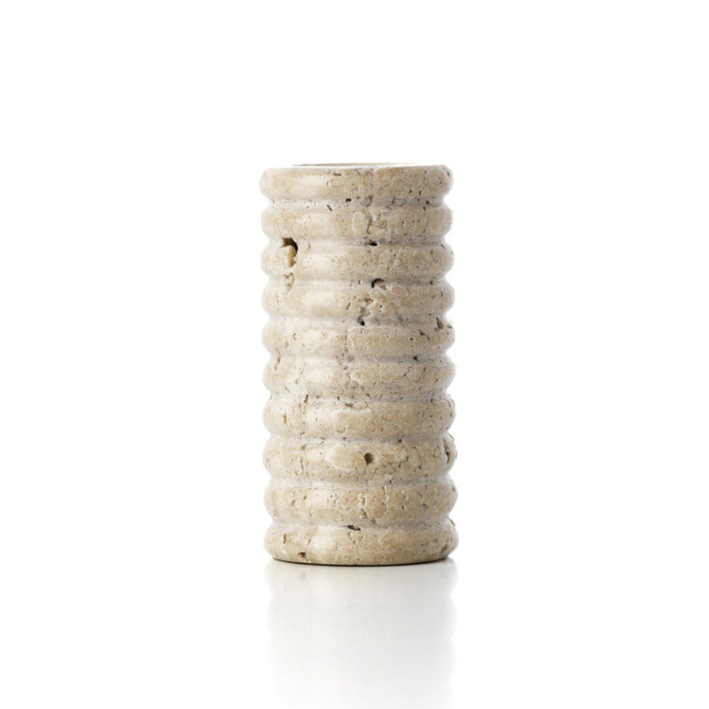 Lina Theelichthouder – Travertin Ripple Beige (L)