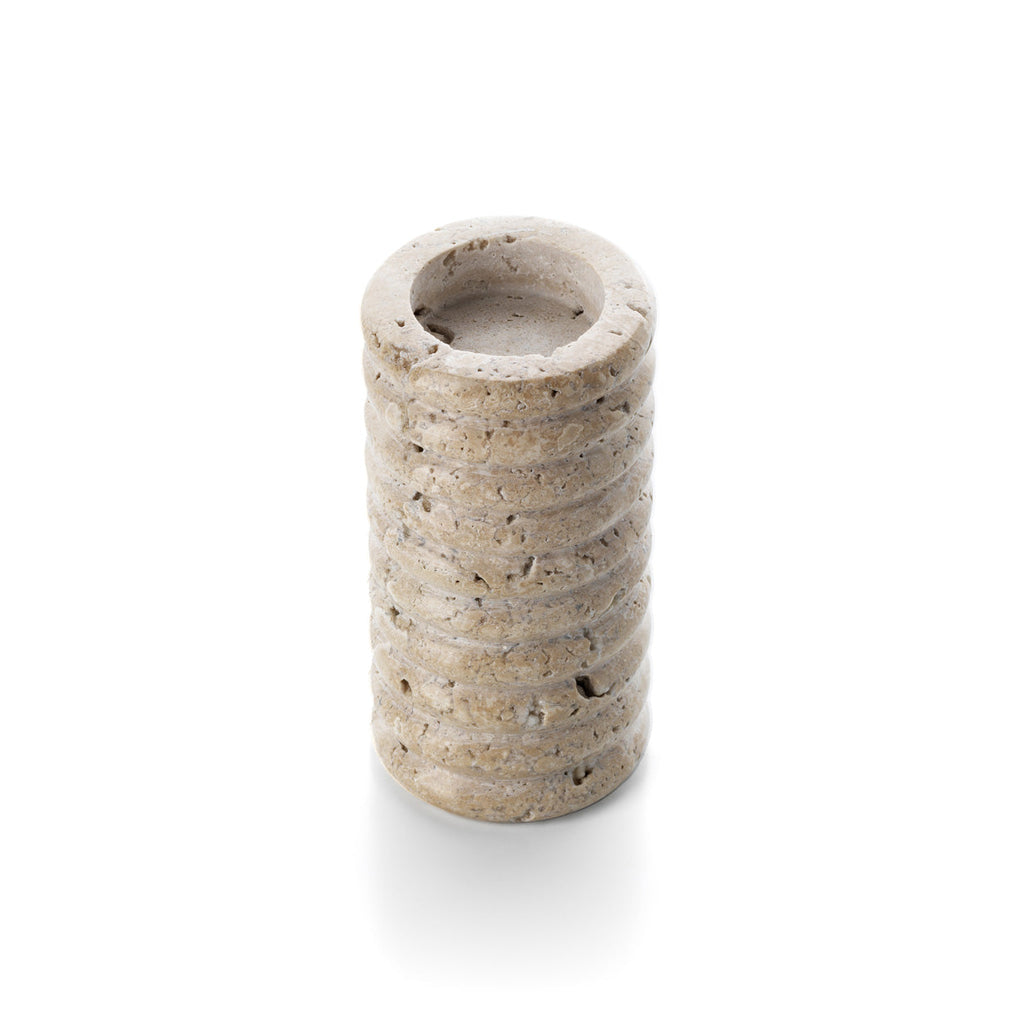 Lina Theelichthouder – Travertin Ripple Beige (L)