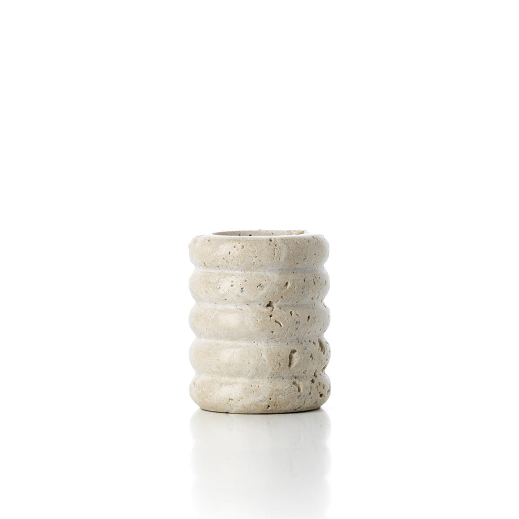 Lina Theelichthouder – Travertin Ripple Beige (S)