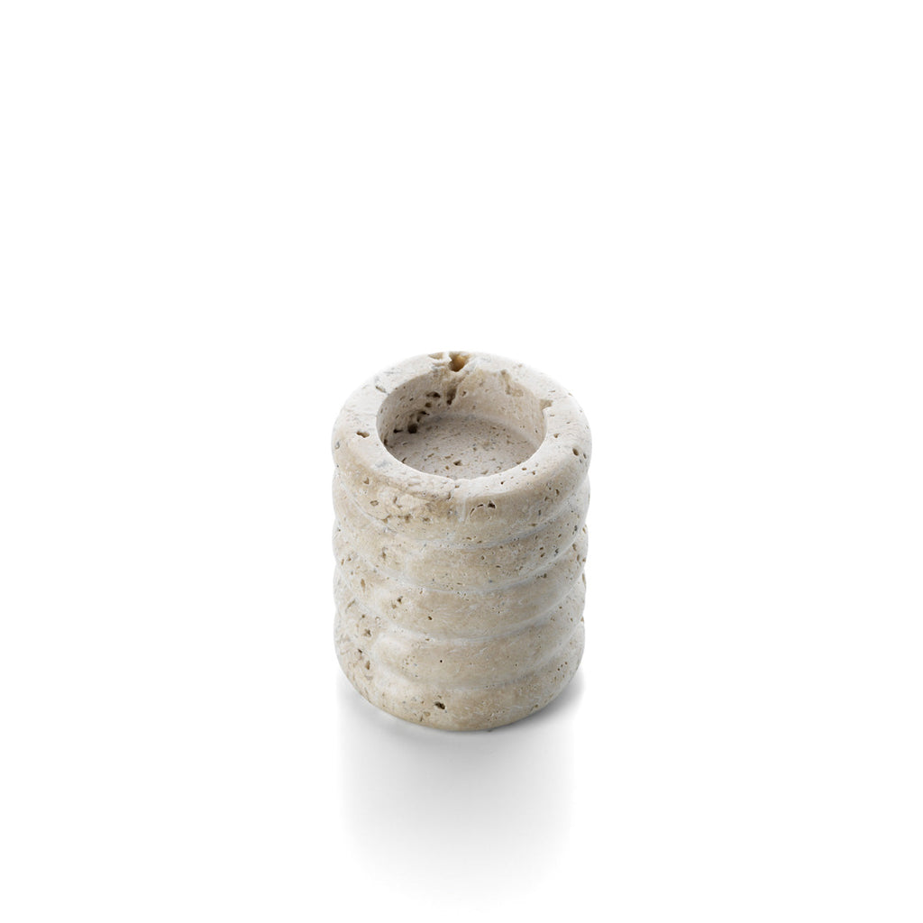 Lina Theelichthouder – Travertin Ripple Beige (S)
